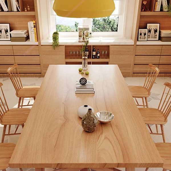 Rectangle Wood Dining Table for Restaurant Modern Pine Table with Trestle Base
