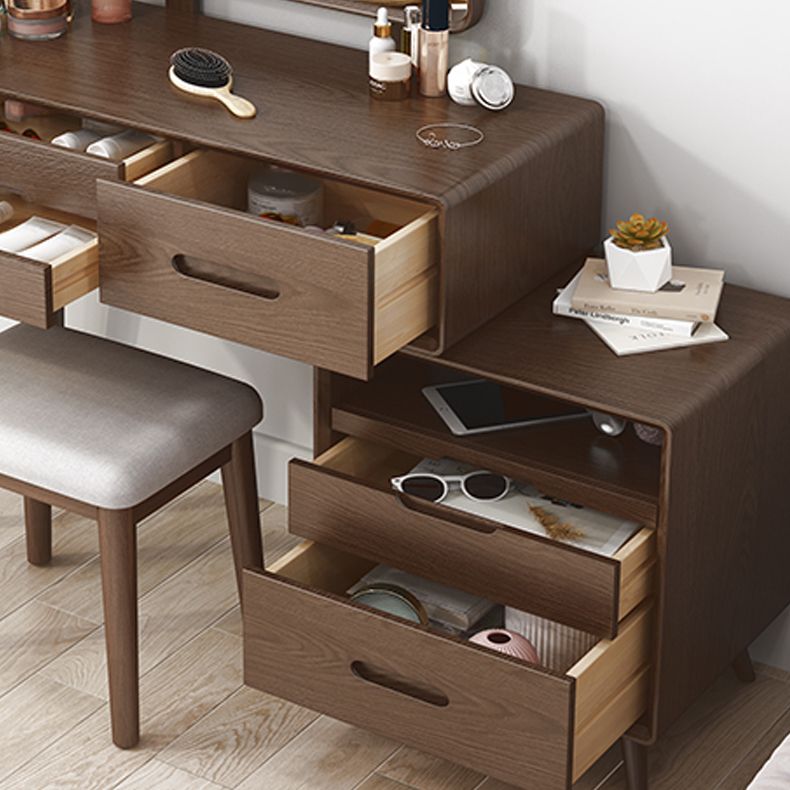 Solid Wood Makeup Vanity Desk Storage Box Makeup Vanity Set with Drawer