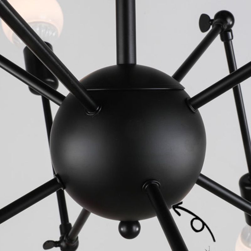 Adjustable Chandelier Pendant Light Industrial Style Black Metal Ceiling Hung Fixture