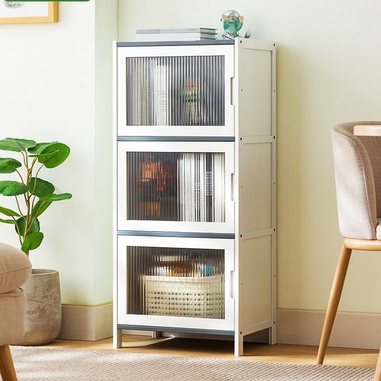 Rectangle Contemporary Cabinet with Glass Doors in Whiet,16.93" Long
