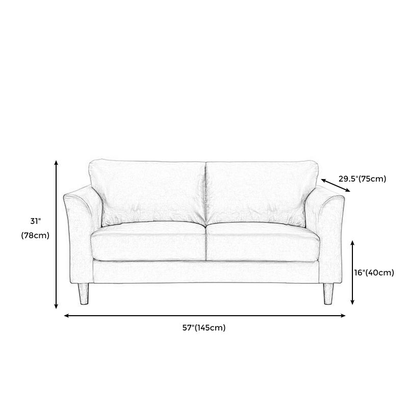 Modern 4 Wood Legs Standard Sofa Faux Leather Flared Arm Sofa
