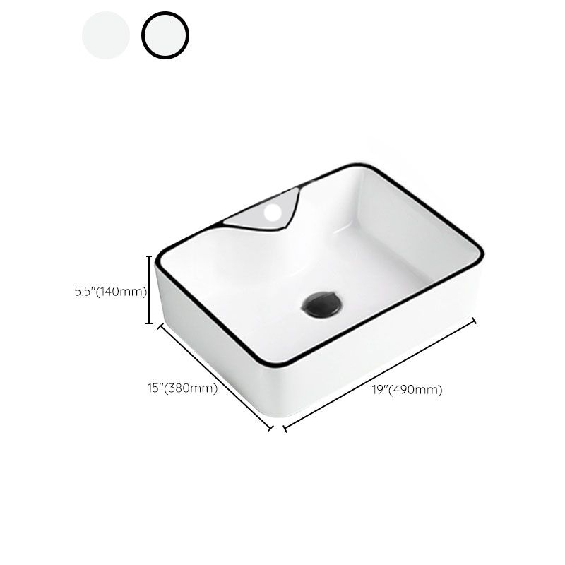 Contemporary Bathroom Sink with Pop-Up Drain Rectangular Vessel Bathroom Sink Only