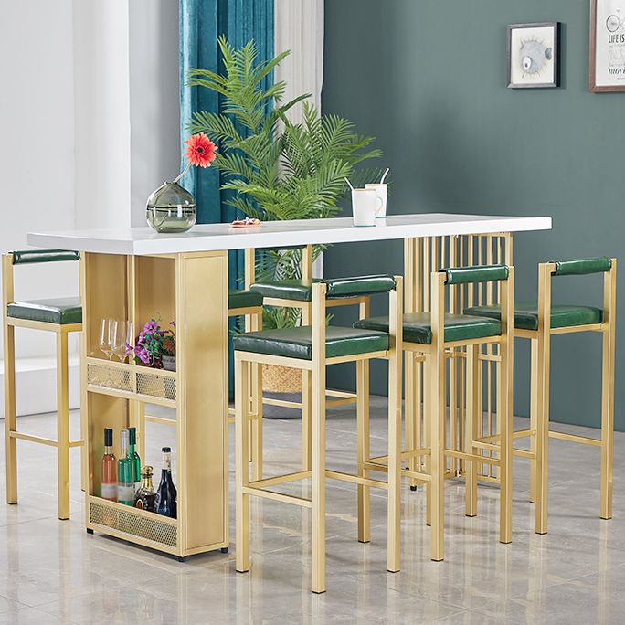 Wood Bar Table Traditional Luxury Rectangle Bar Counter Table with Double Pedestal