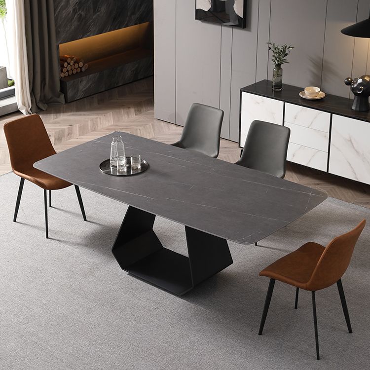 Modern 1/3/4/5/7 Pieces Grey Dining Table Set with Sintered Stone Top Steel Dinette Set
