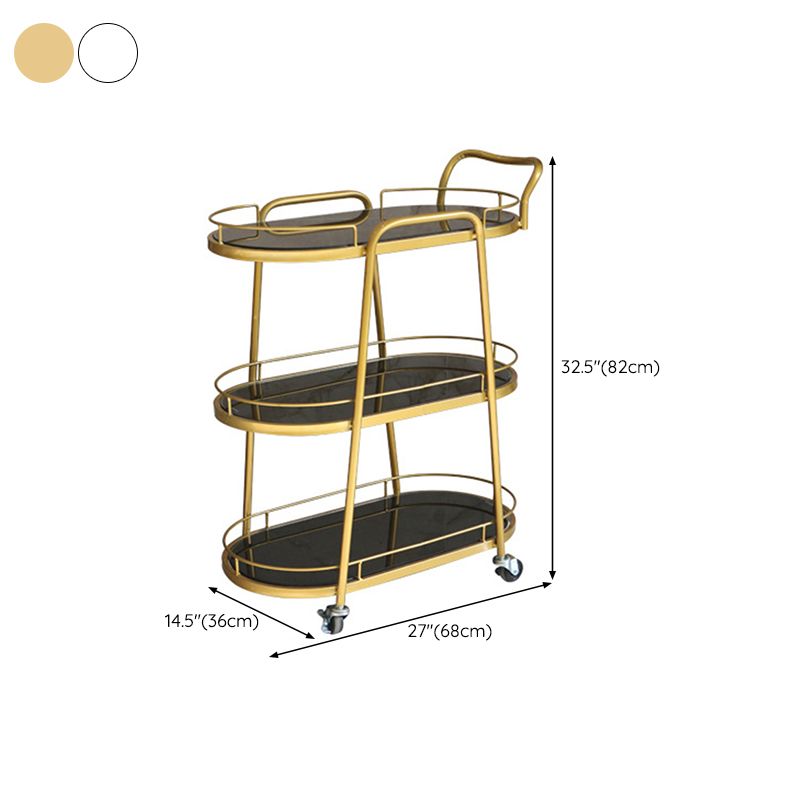 Modern Style Oval Prep Table Rolling Metal Prep Table for Kitchen