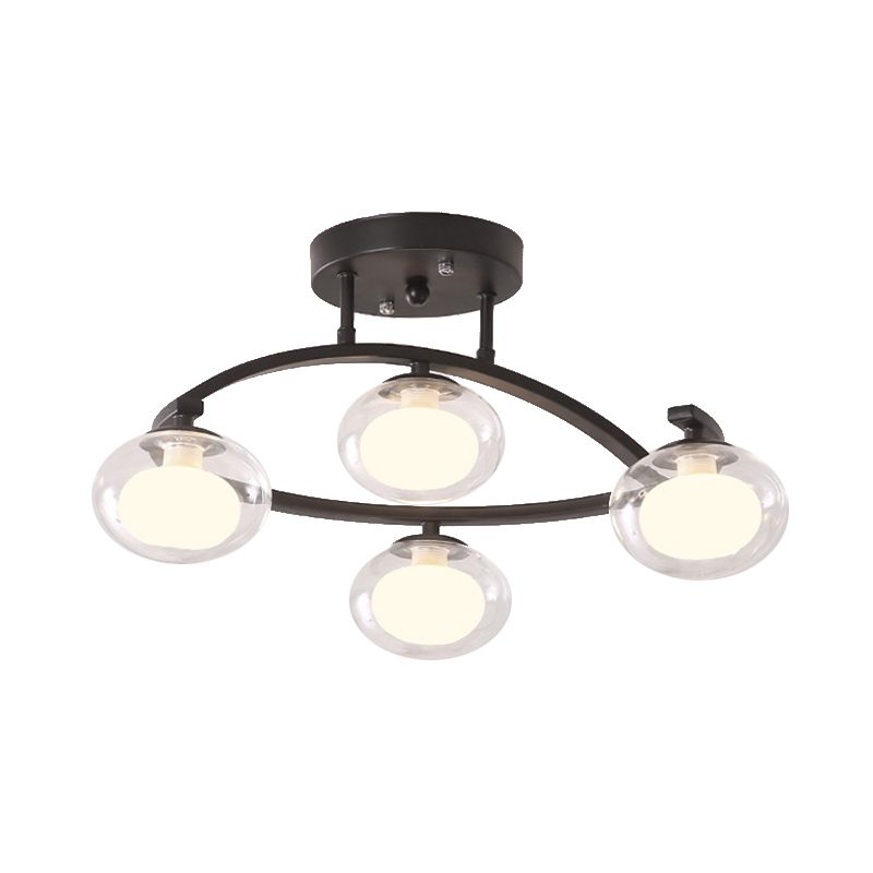 Mont semi-plafond du bras Twist avec une teinte ovale lampe au plafond en métal contemporain pour le café