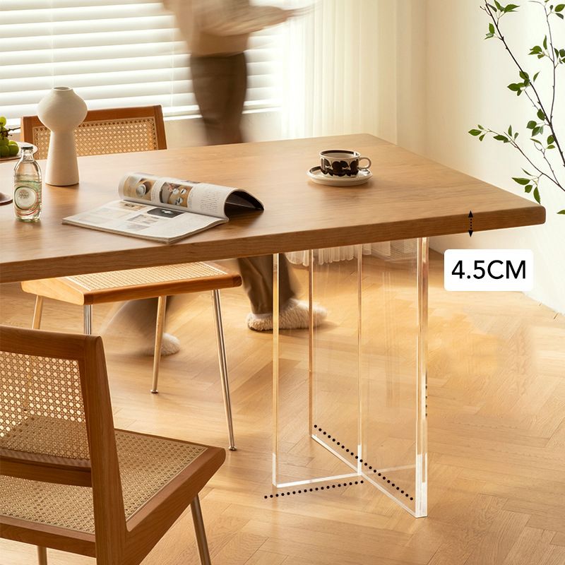 Rectangle Acrylic Base Dining Table Modern Wood Table for Kitchen
