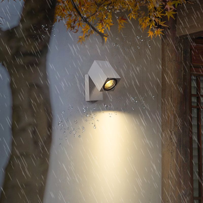 Simple Wall Sconce Rectangular Outdoor Wall Light Fixture with Metal