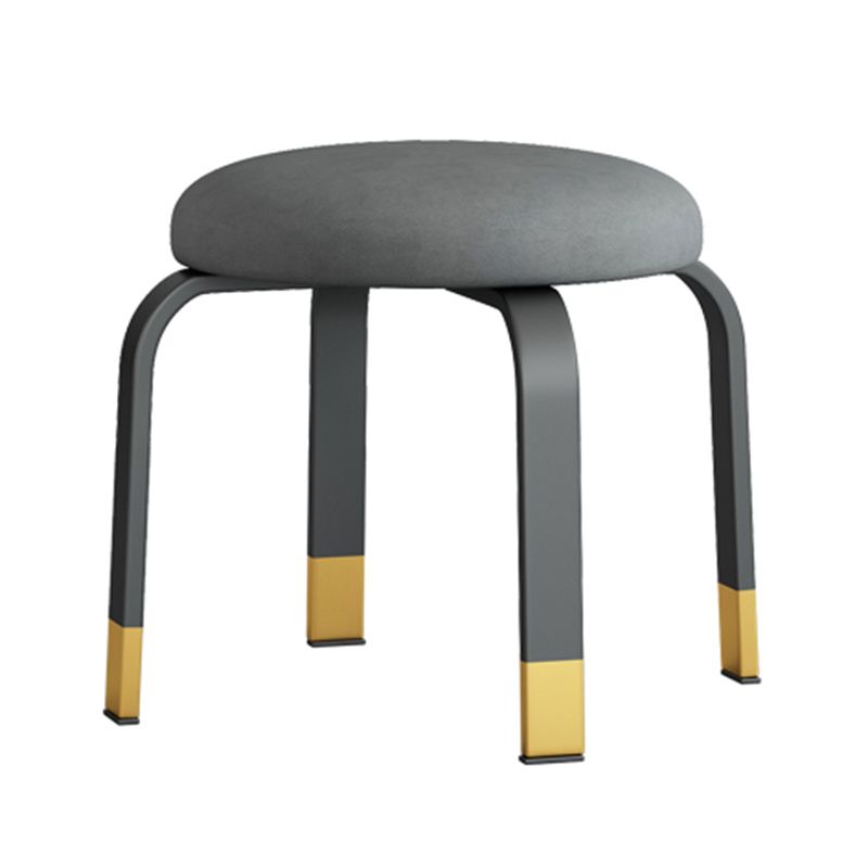 Fabric Round Water Resistant Ottoman Modern Solid Color Metal Frame Ottoman