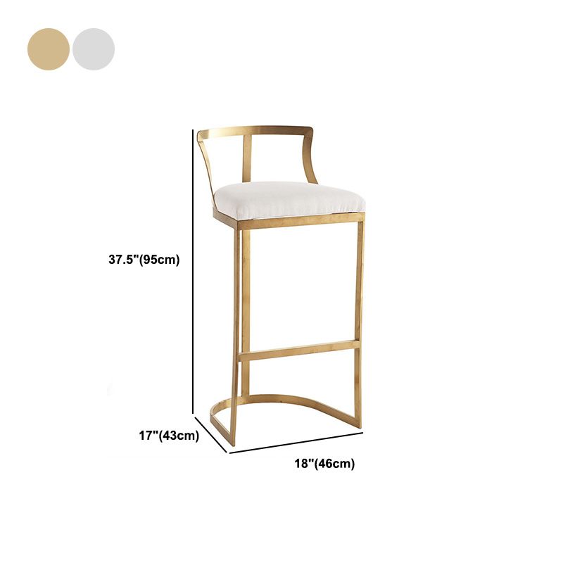 Glam Metal Barstool Fabric Upholstered Counter Stool in Matte Finish for Indoor