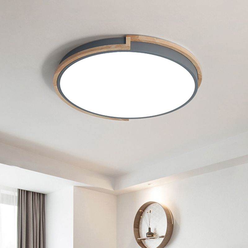13"/17"/21" W Slim Drum Bedroom Flush Ceiling Light Eye-Caring Acrylic Macron Loft Led Ceiling Lamp in Black/Grey/White