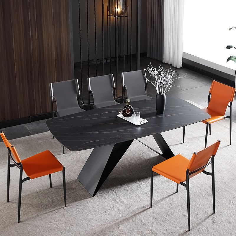 Contemporary Style Leather Chairs Armless Side Chairs with Metal Legs for Home Use