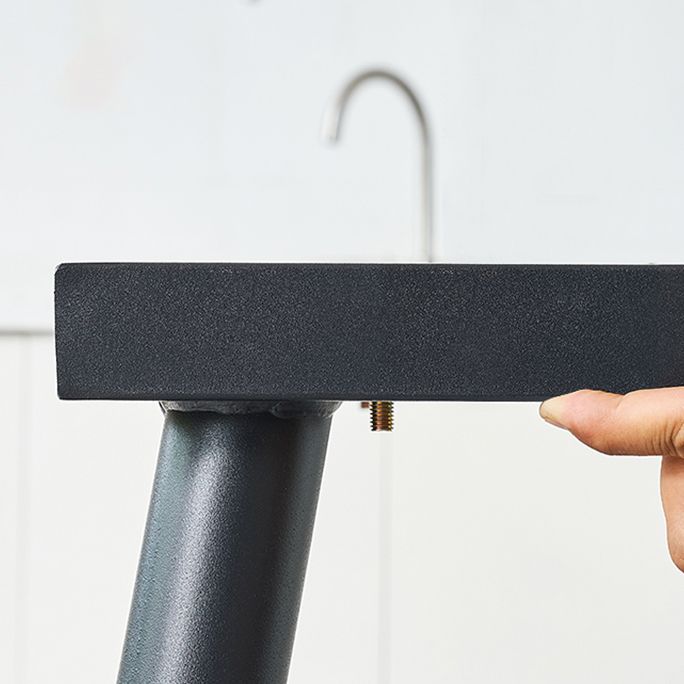 White Rectangle Stone Top Dining Site Table Industrial 4-foot Steel Table