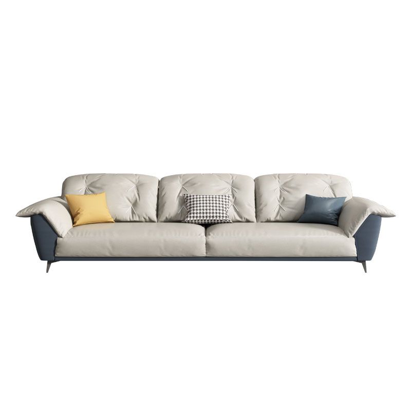 Sewn Pillow Back Sofa Modern Style 34.64" H Faux Leather Sofa