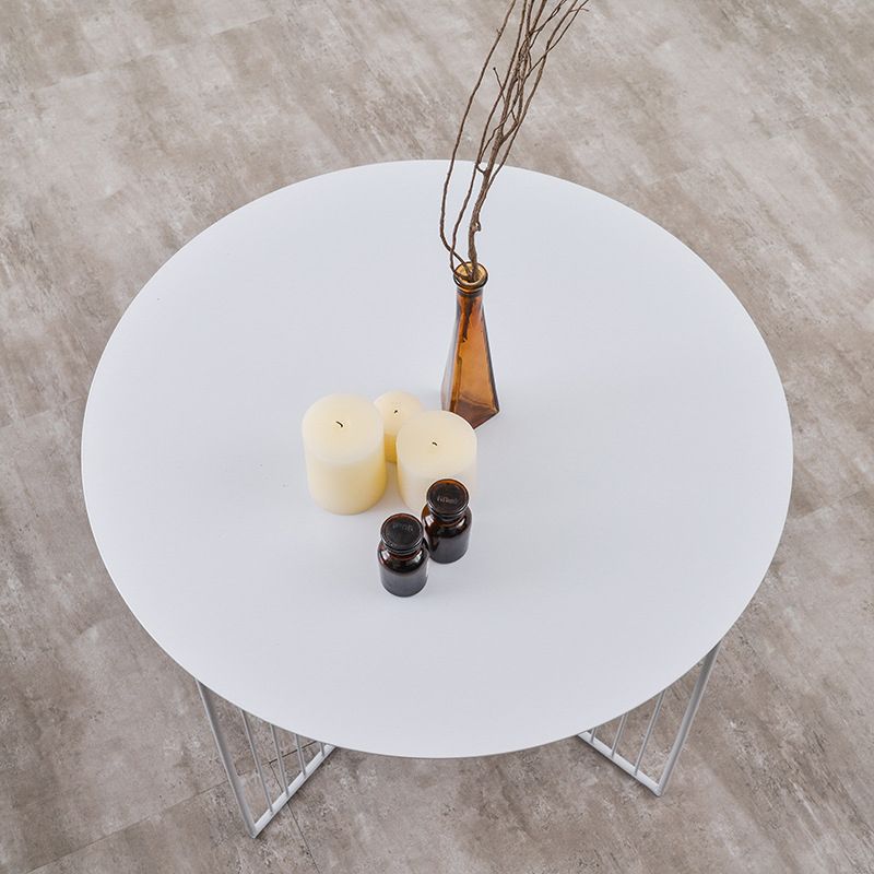 Mid-century Modern Iron Round Top Coffee Table Cross Legs Cocktail Table