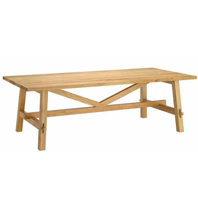 Rectangular Trestle Base Dining Table Modern Solid Wood Natural Furniture for Restaurant