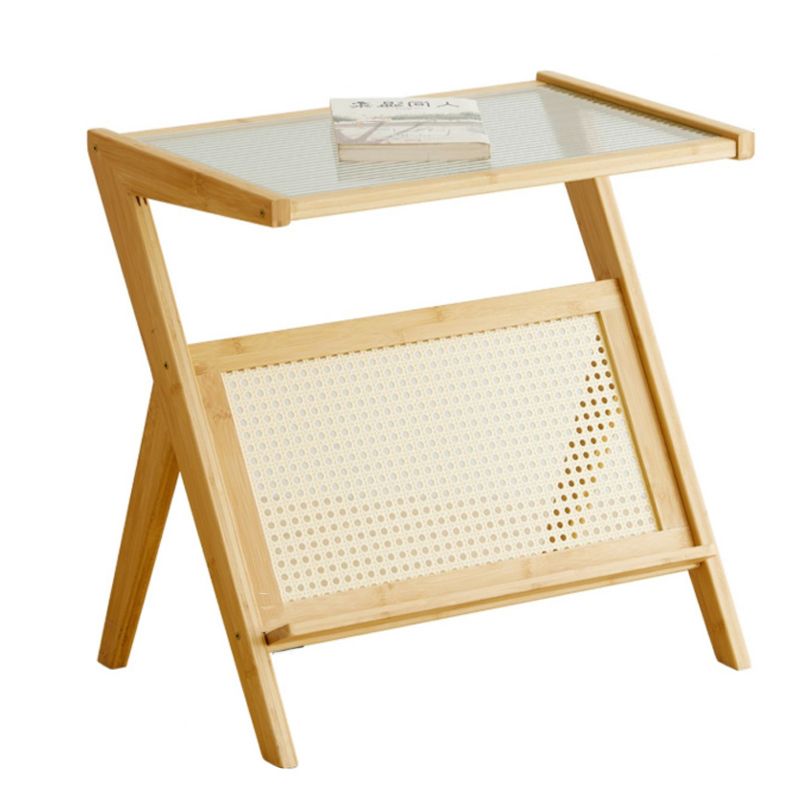 14" Wide Contemporary Corner Table Clear Rectangular Side Table