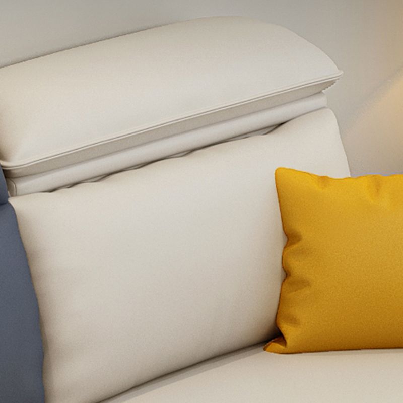 Glam Sectional Sofa Beige Leather Sectional with Bostol Pillows