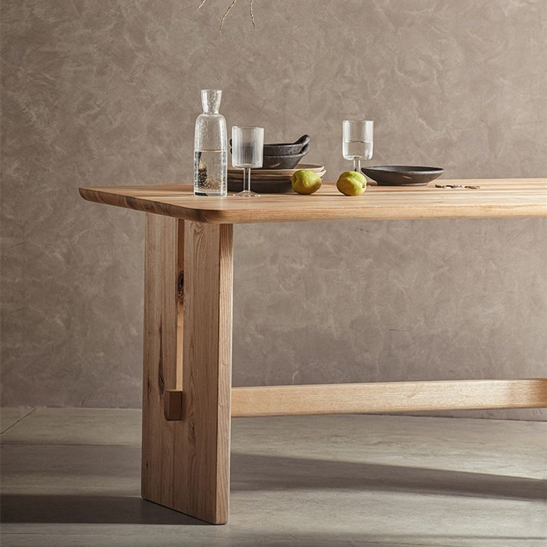 Modern Pine Solid Wood Table for Restaurant Rectangle Dining Table with Trestle Base