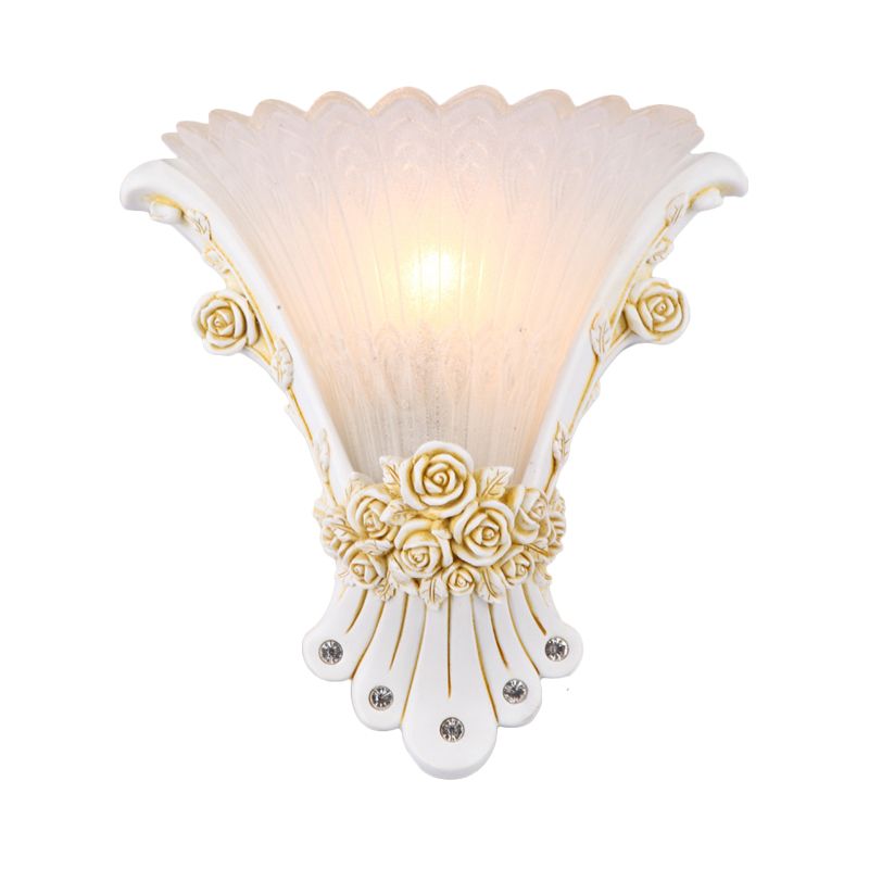 Fleur de verre blanc applique lampe minimaliste 1 claire légère clairs à chevet clair avec base argentée / blanc / abricot en résine