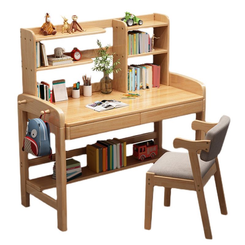 Adjustable Kids Desks 23.6" Width Wooden Child Desk with Storage Shelves