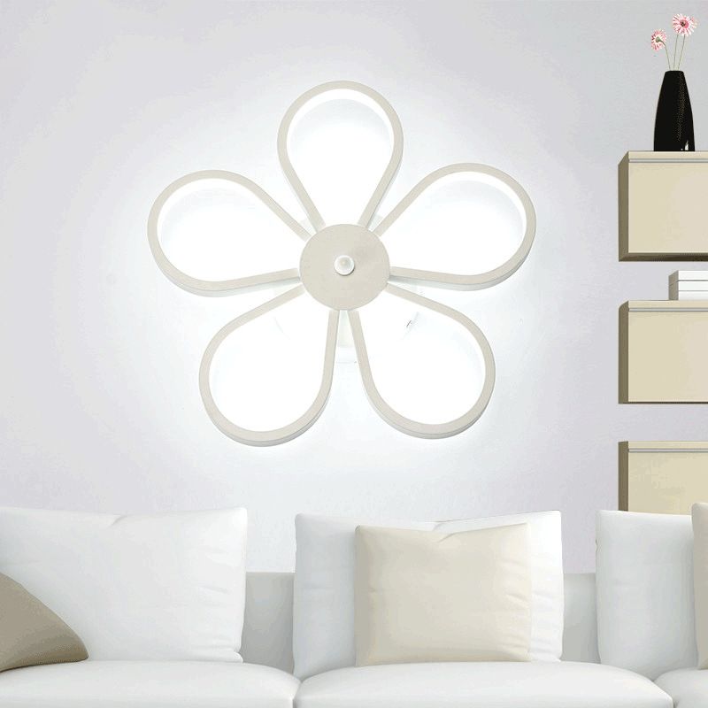 Mur à fleurs acrylique Light Mothed Modern White LED Pince Lumière en lumière chaude / blanche pour la salle à manger