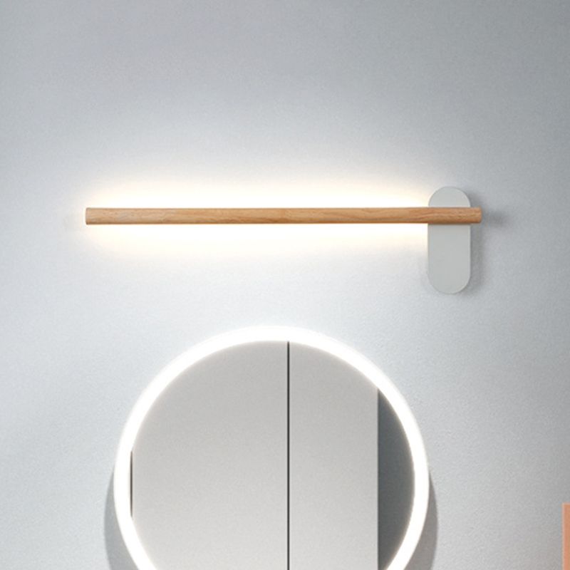 Madera delgada lineal tocador de tocador Minimalismo 16 "/19.5" /23.5 "Lámpara de apliques de pared beige de color led largo para el baño