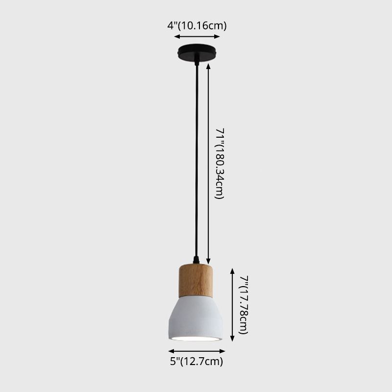 Shaded Suspension Pendant Light Minimalist Style Wooden Hanging Light Fixture for Restaurant