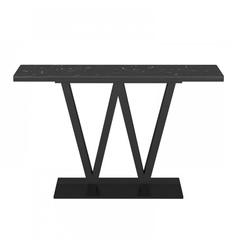 Contemporary Iron Console Sofa Table Rectangle Marble Console Accent Table for Hall