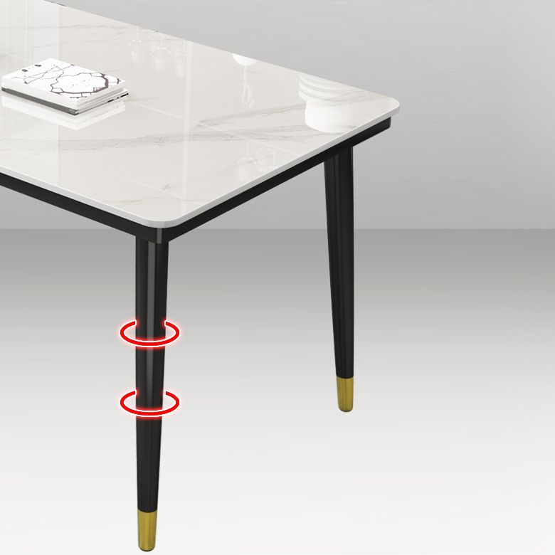 Rectangle Stone Top Dining Table Glam Style Kitchen Dining Table with 4 Legs