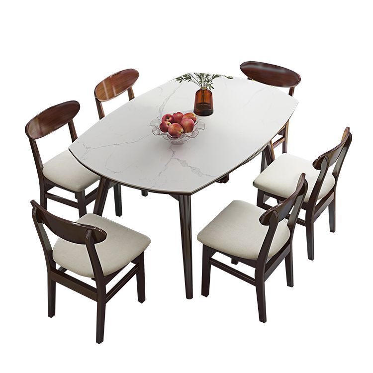 Modern Adjustable Dining Table Stone and Solid Wood Tripod Home Kitchen Table