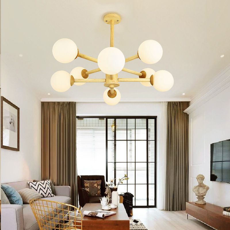 Moderner Globe Kronleuchter-Leuchten mehrköpfiger beige Kronleuchter Anhängerlampe für Restaurant