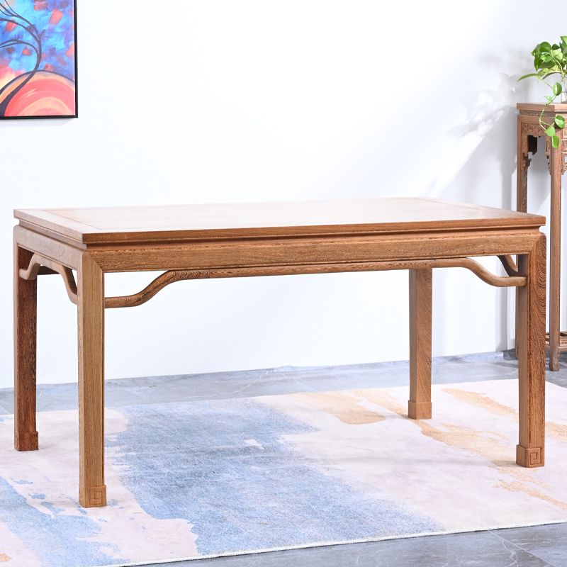 Traditional Style Solid Wood Dining Set with Walnut Fixed Table and 4 Legs Base for Home Use