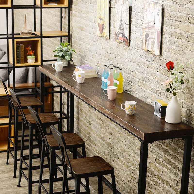 Shop Rectangle Patio Bar Table Trestle Footrest Brown Cocktail Table