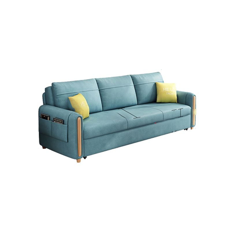 Green Faux leather Sleeper Sofa Scandinavian Style Sofa Bed for Home