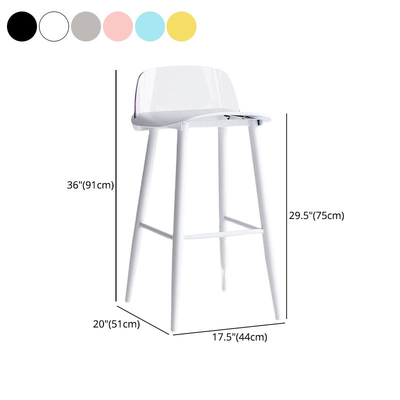 Nordic Armless Backrest Counter Stool Iron Cafe Bar Stool with Acrylic Seat