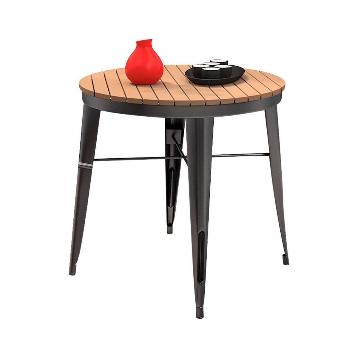 Contemporary Style 1/3/5 Pieces Metal Dining Set Reclaimed Wood Dining Table Set