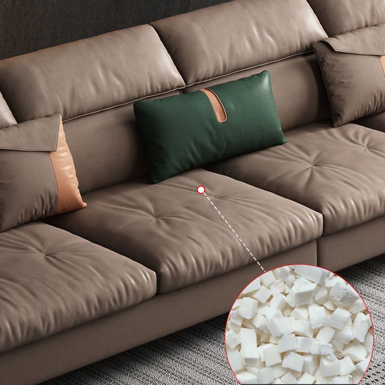 35"H Mid-Century Modern Sectional Sofa Leather Sleeper Sectional