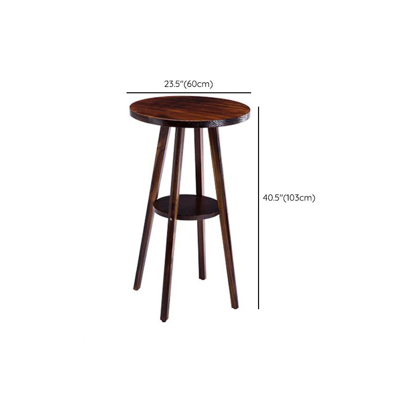 Brown Solid Wood Pub Table Set 1/3 Pcs Bar Table with Wooden Stools