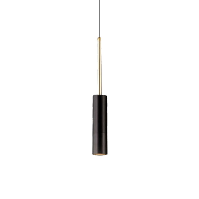 Black/White Cylinder Hanging Light Minimalist Metal LED Pendant Light for Living Room in Warm/White with Adjustable Cord