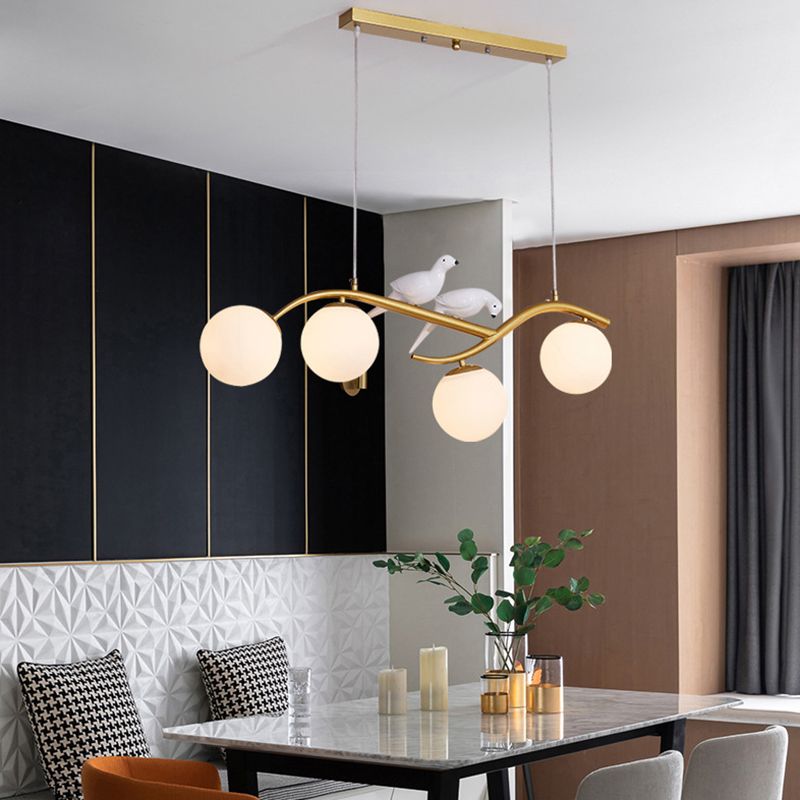 Contemporary Glass Island Lighting Fixture Creative Hanging Light for Dining Room