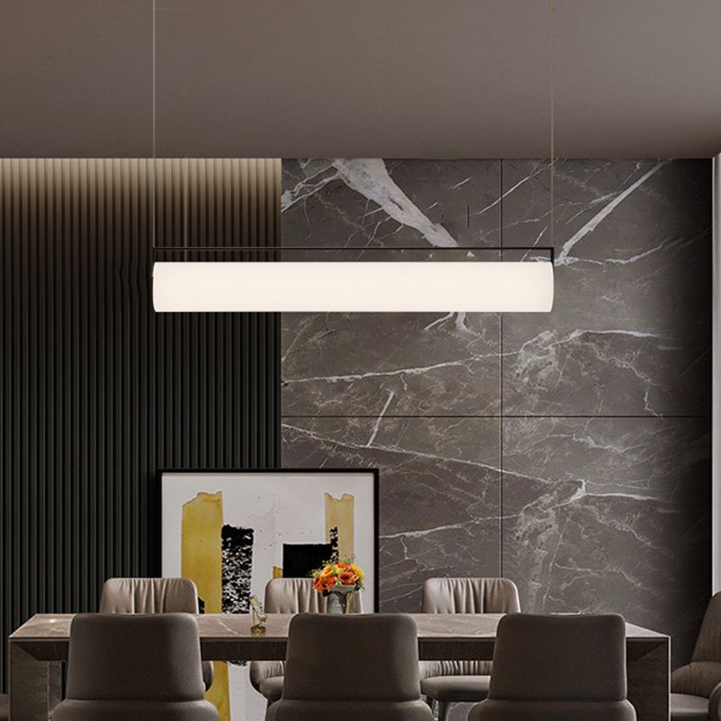 Modern LED Island Chandelier Lights White Cylinder Island Lighting Fixture