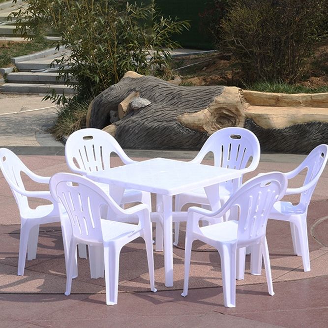 Modern Waterproof Geometric Courtyard Table Plastic Frame Outdoor Table
