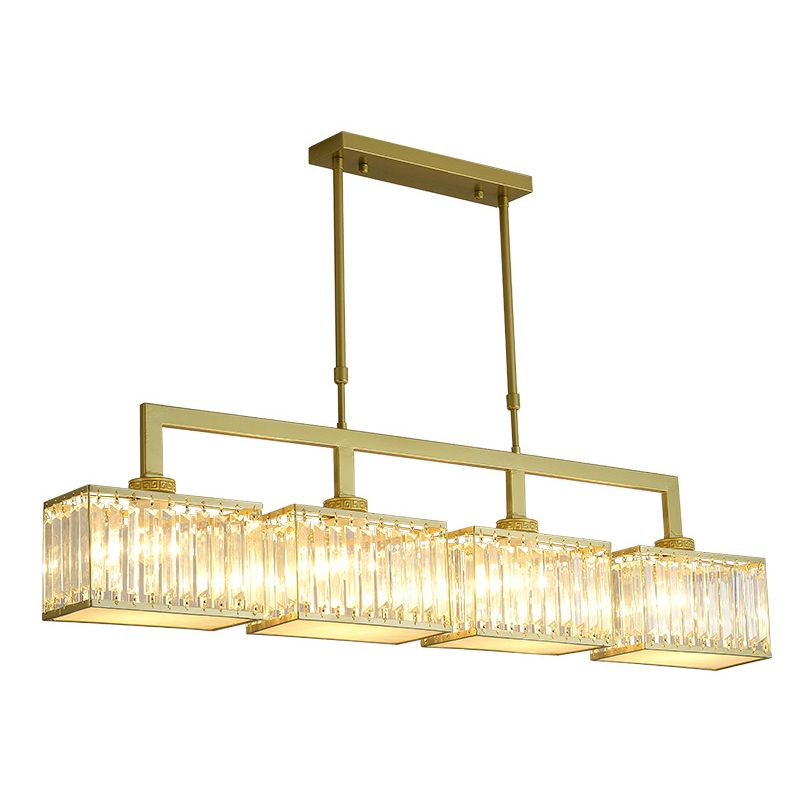 Square Shape Crystal Island Pendants Modern Style Multi Lights Island Pendant Lights