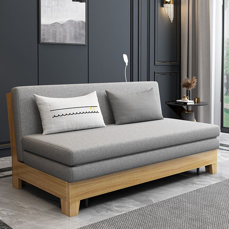 Convertible Faux Leather Contemporary Armless Bed Settee with Pillows
