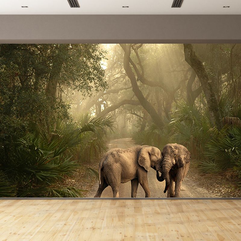 Contemporary Huge Elephant Mural Stain Resistant Wall Art for Living Room