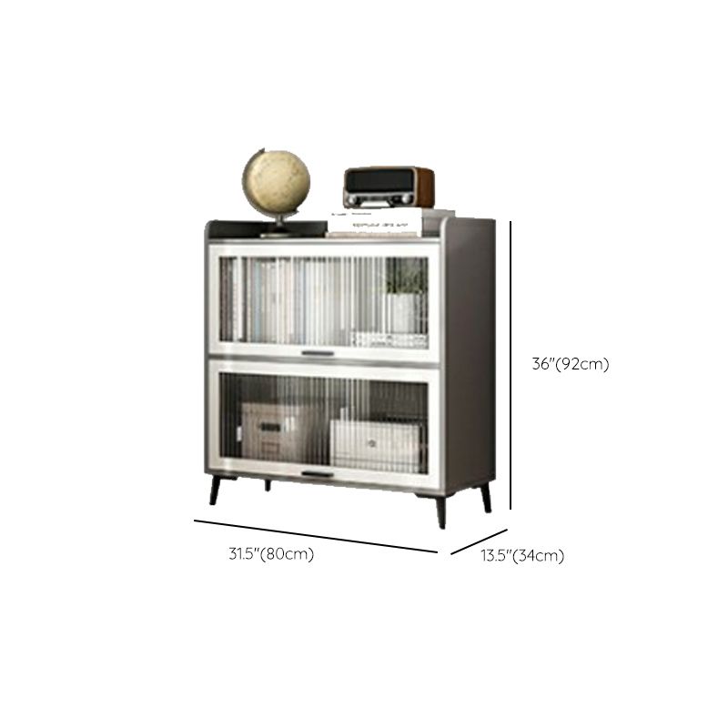 Modern Wood Storage Cabinet Square Bar Pulls Accent Chest with Doors