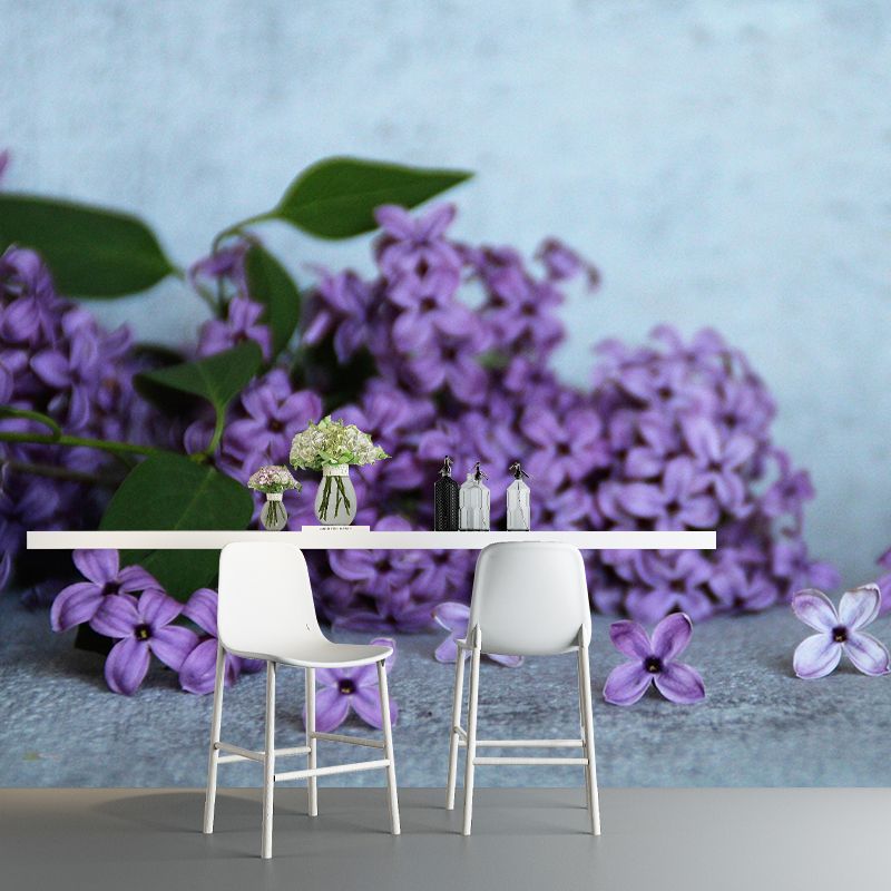 Customized Lilac Mural Wall Covering Eco-friendly Wallpaper for Bedroom
