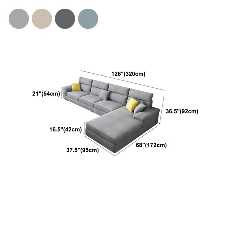 Contemporary 4-seater Fabric Sectional 125.98" W Pillow Top Arm