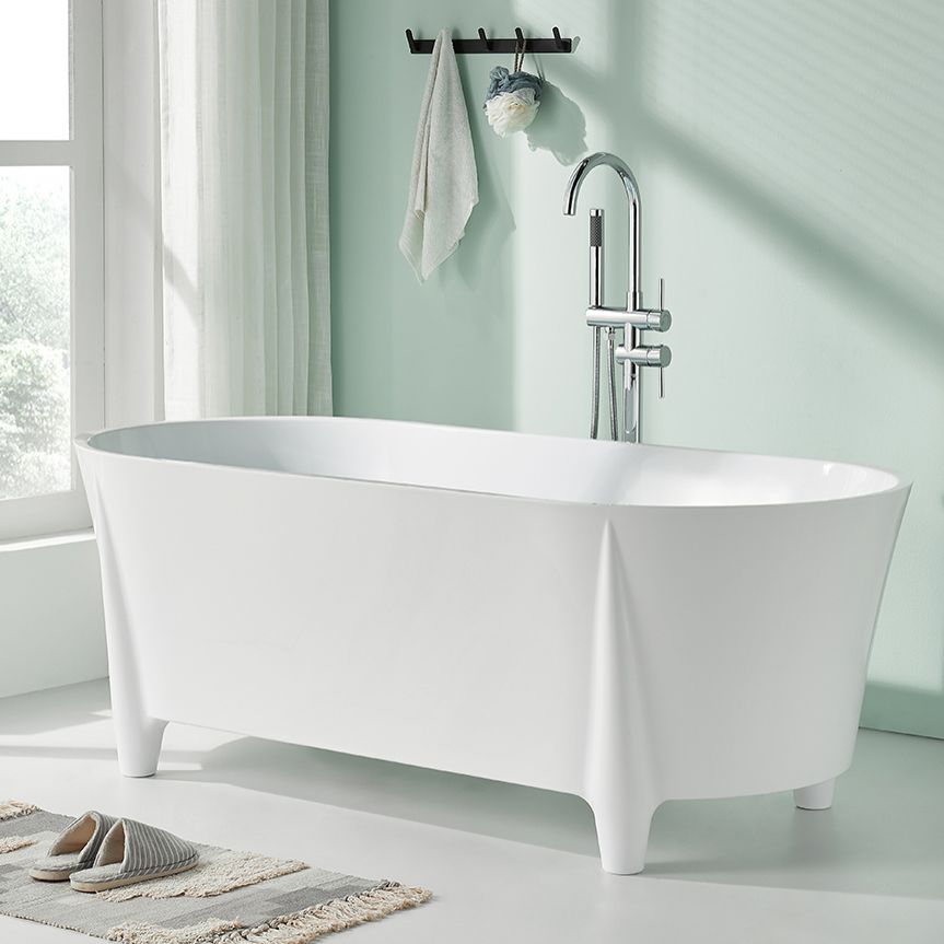 Modern Acrylic Oval Bathtub Freestanding Soaking Bathtub for Bathroom